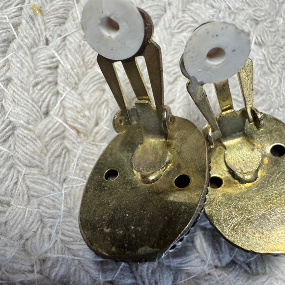 Bronze And Blue Clip Earrings - Picture 4 of 5